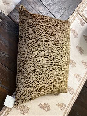 Magaschoni Leopard-Print Accent Pillow in Tan and Black lumbar 14x 20